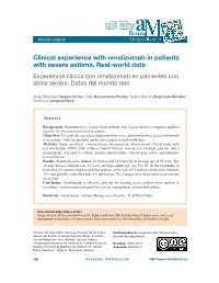 Clinical Experience with Omalizumab in Patients with Severe Asthma