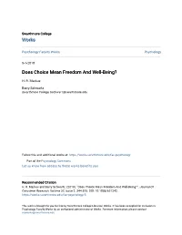 Does Choice Mean Freedom and Well-Being?