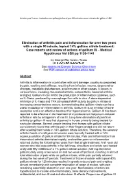 Elimination of Arthritis Pain and Inflammation for Over Two Years With
