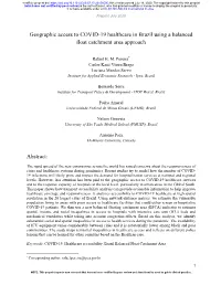 Geographic Access to COVID-19 Healthcare in Brazil Using a Balanced Float Catchment Area Approach