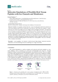 Molecular Simulations of Disulfide-Rich Venom Peptides With