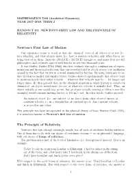 Newton's First Law of Motion the Principle of Relativity