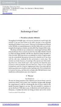 Reckonings of Time*