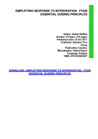 Simplifying Response to Intervention : Four Essential Guiding Principles