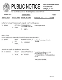 Broadcast Actions 9/19/2017