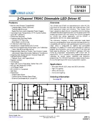 CS1630 CS1631 2-Channel TRIAC Dimmable LED Driver IC