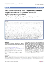 Genome-Wide Methylation Sequencing Identifies Progression