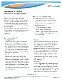 Induction of Labour When Labour Needs to Be Started