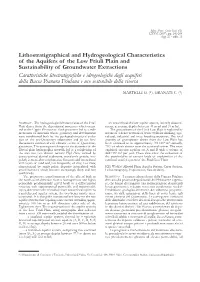 Lithostratigraphical and Hydrogeological Characteristics Of