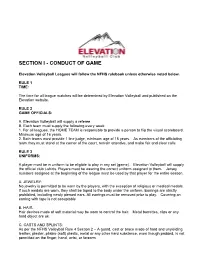 Section I - Conduct of Game