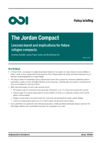 The Jordan Compact Lessons Learnt and Implications for Future Refugee Compacts