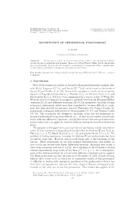 ASYMPTOTICS of ORTHOGONAL POLYNOMIALS 1. Introduction Most of the Asymptotic Results of Classical Orthogonal Polynomials (Namely