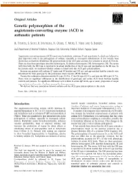 Genetic Polymorphism of the Angiotensin-Converting Enzyme (ACE) in Asthmatic Patients