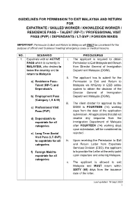 Guidelines for Permission to Exit Malaysia and Return