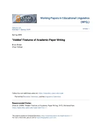"Hidden" Features of Academic Paper Writing