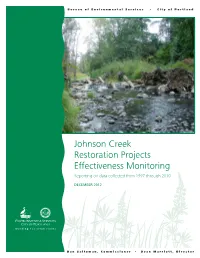 Johnson Creek Restoration Project Effectiveness Monitoring