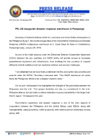 PH, US Inaugurate Disaster Response Warehouse in Pampanga