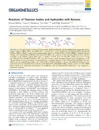 Reactions of Titanium Imides and Hydrazides with Boranes Simona Mellino,† Laura C