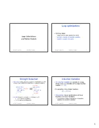 Strength Reduction of Induction Variables and Pointer Analysis – Induction Variable Elimination