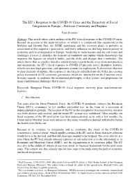 The EU's Response to the COVID-19 Crisis and the Trajectory of Fiscal Integration in Europe – Between Continuity and Rupture
