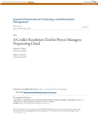 A Conflict Resolution Tool for Project Managers: Evaporating Cloud Mahesh C