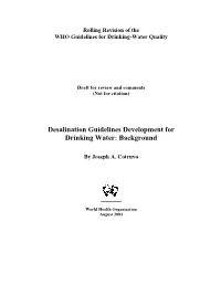 Desalination Guidelines Development for Drinking Water: Background