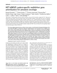 HIT'ndrive: Patient-Specific Multidriver Gene Prioritization for Precision Oncology