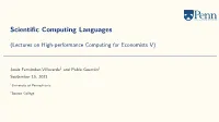 Lecture 5: Scientific Computing Languages