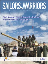 Mod Releases Draft Defence Production & Export Promotion Policy