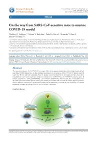 On the Way from SARS-Cov-Sensitive Mice to Murine COVID-19 Model
