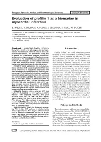 Evaluation of Profilin 1 As a Biomarker in Myocardial Infarction