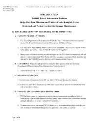 SPECIFICATION Txdot Travel Information Division Judge Roy