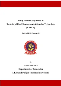 Study Scheme & Syllabus of (BHMCT)