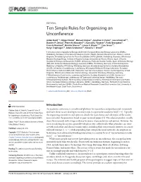 Ten Simple Rules for Organizing an Unconference