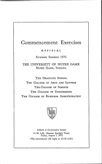 University of Notre Dame Commencement Program