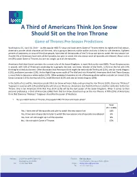 A Third of Americans Think Jon Snow Should Sit on the Iron Throne