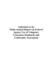 Addendum to the Ninth Annual Report on Federal Agency Use Of