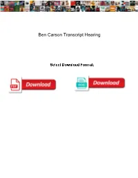Ben Carson Transcript Hearing