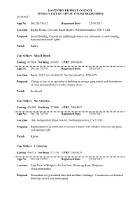 Daventry District Council Weekly List of Applications Registered 16/10/2017