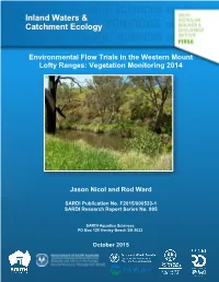 Environmental Flow Trials in the Western Mount Lofty Ranges: Vegetation Monitoring 2014