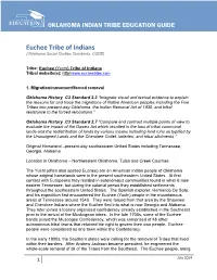 Euchee (Yuchi) Tribe of Indians Tribal Website(S): Http
