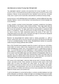 Joint Statement on Contact Tracing: Date 19Th April 2020 The