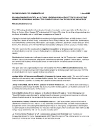 Press Release Disabled Leaders Send Open Letter