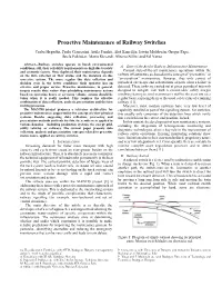 Proactive Maintenance of Railway Switches