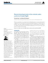 Recent Developments in the Remote Radio Control of Insect Flight
