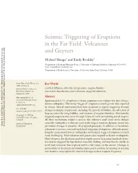 Seismic Triggering of Eruptions in the Far Field: Volcanoes and Geysers