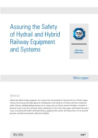 Assuring the Safety of Hydrail and Hybrid Railway Equipment and Systems