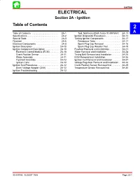 ELECTRICAL Section 2A - Ignition Table of Contents 2