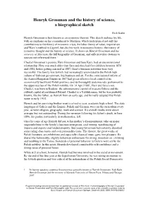 Henryk Grossman and the History of Science, a Biographical Sketch