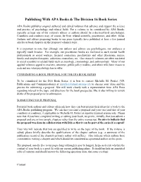 Publishing with APA Books & the Division 16 Book Series